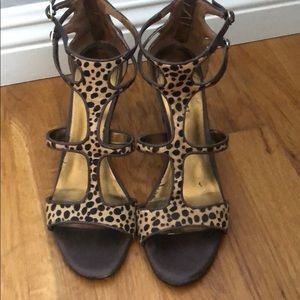 Nine West Animal Print Sandals with zippered back